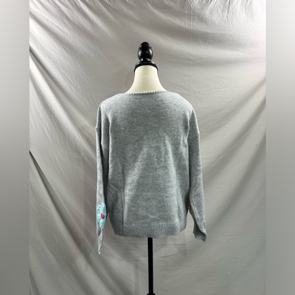 Floral Decor Round Neck Long Sleeve Sweater Grey - Picture 10 of 10